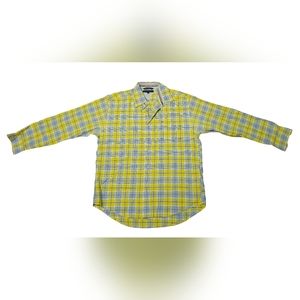 Tommy Hilfiger Button Down Mens Shirt Yellow and light blue size Large